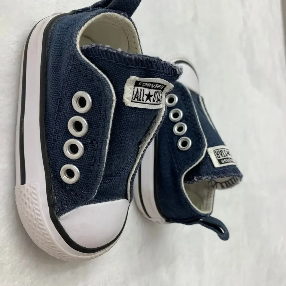 Converse Boys Chuck Taylor All Star Baby Sz 2 Slip Ons Navy Blue White